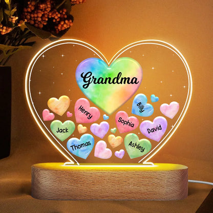 Shiny Heart Mica LED Lampe Oma Mama Herzen im Herzen personalisiert