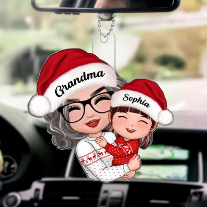 Doll Grandma Hugging Kid Christmas Gift For Granddaughter Grandson Personalized Acrylic Ornament