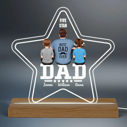 Shineful Five - Star Dad Back View Dad And Kids Personalized Acrylic Custom Shape LED Night Light