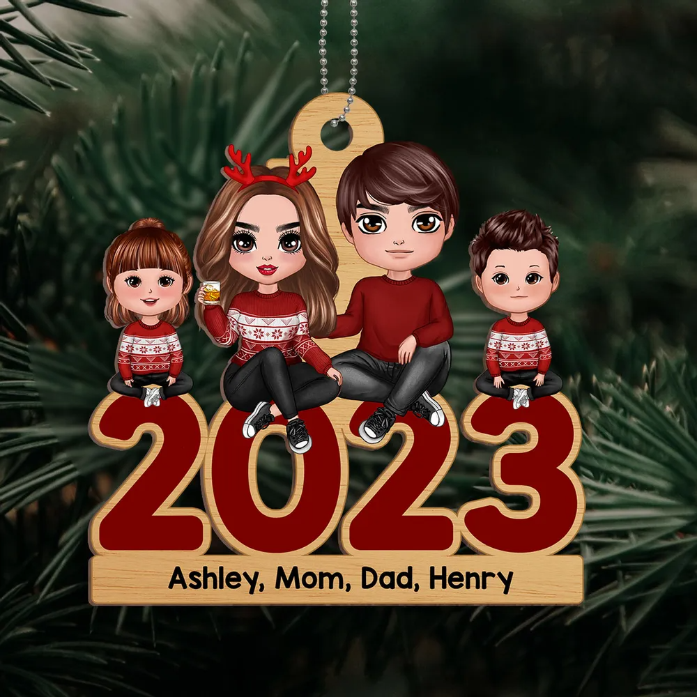 Family Sitting 2023 Christmas- Shinefulgift® Perzonalized Wooden Ornament