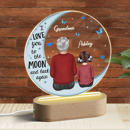 Shineful Grandma Grandkids Blue Moon Personalized Circle Plaque LED Night Light - Acrylic LED Lamp