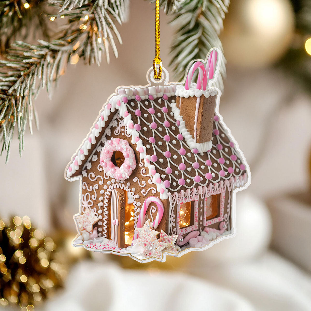 Glänzendes 2D Acryl Ornament Pink Sweet House