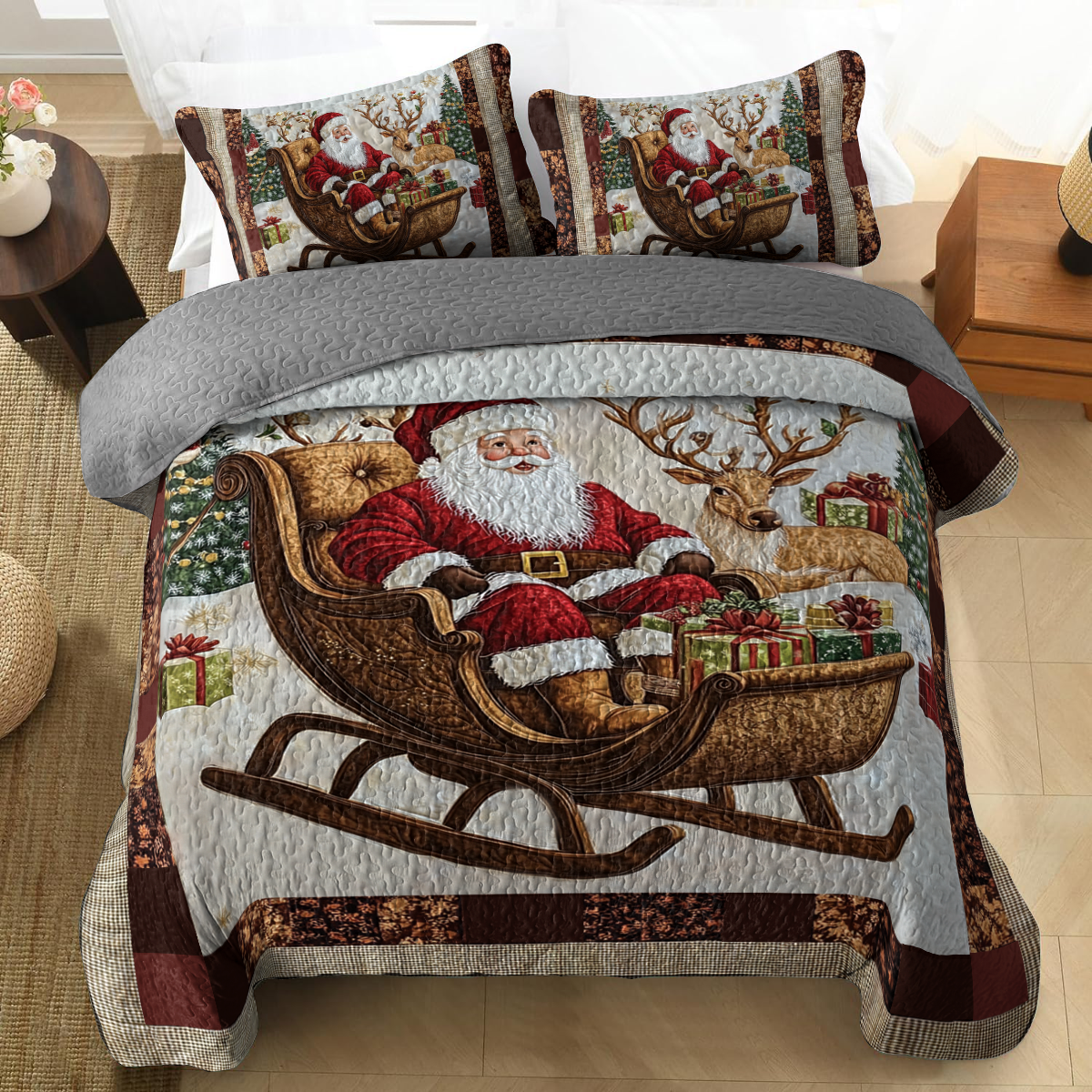 Shineful All Season Quilt 3-Piece Set - Santa