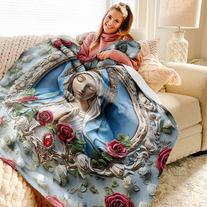 Shineful Fleece Blanket Sacred Heart Virgin Mary