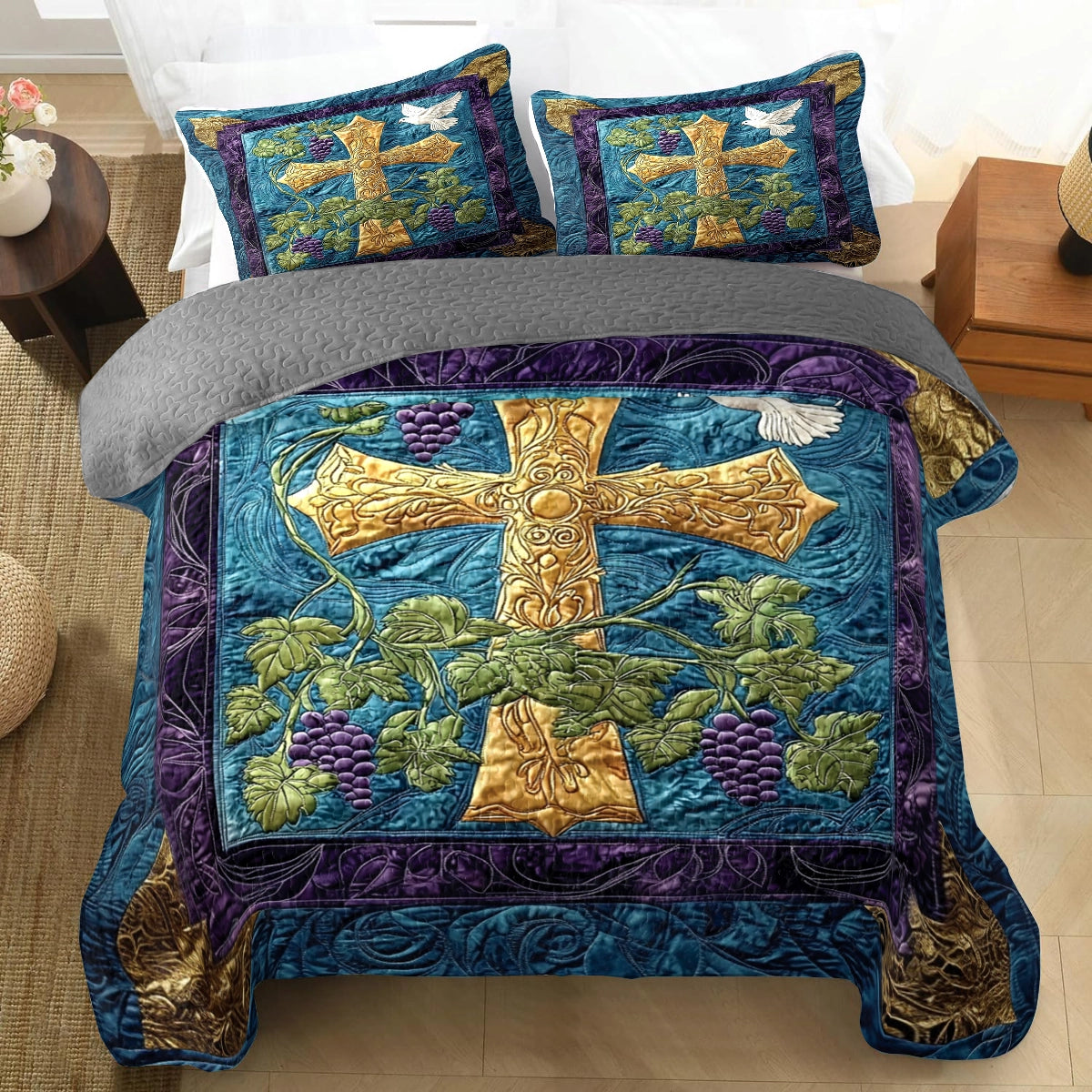 Shineful All Season Quilt 3-Piece Set The Cross of Grace