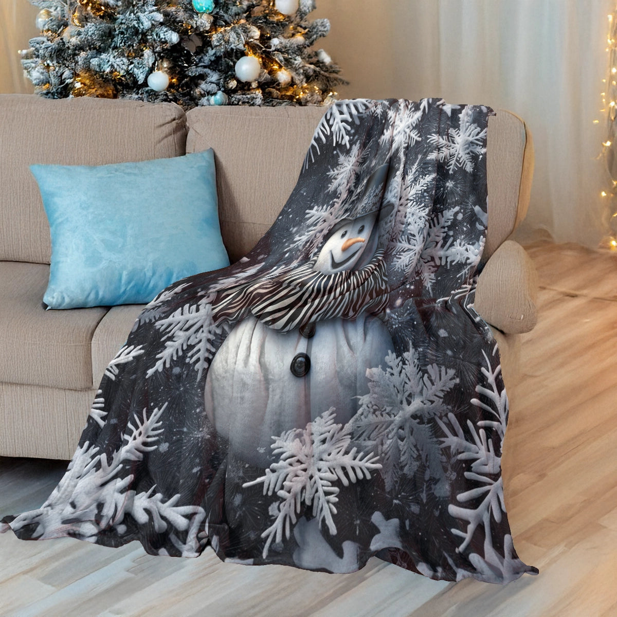 Shineful Fleece Blanket  Frosty Elegance Snowman