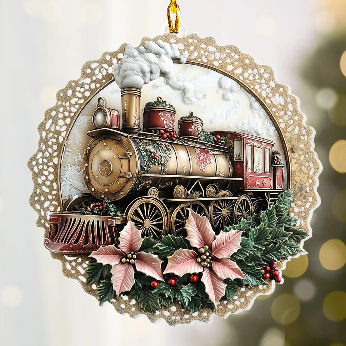 Glänzendes 2D-Acryl-Ornament – ​​Klassischer Weihnachtszug