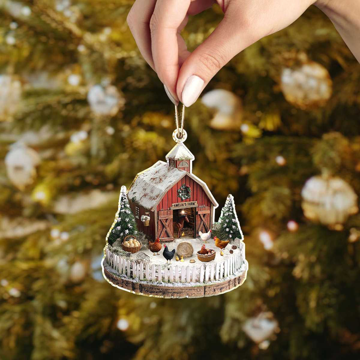 Shineful Personalized 2D Acrylic Ornament Farmhouse Barnyard Bliss