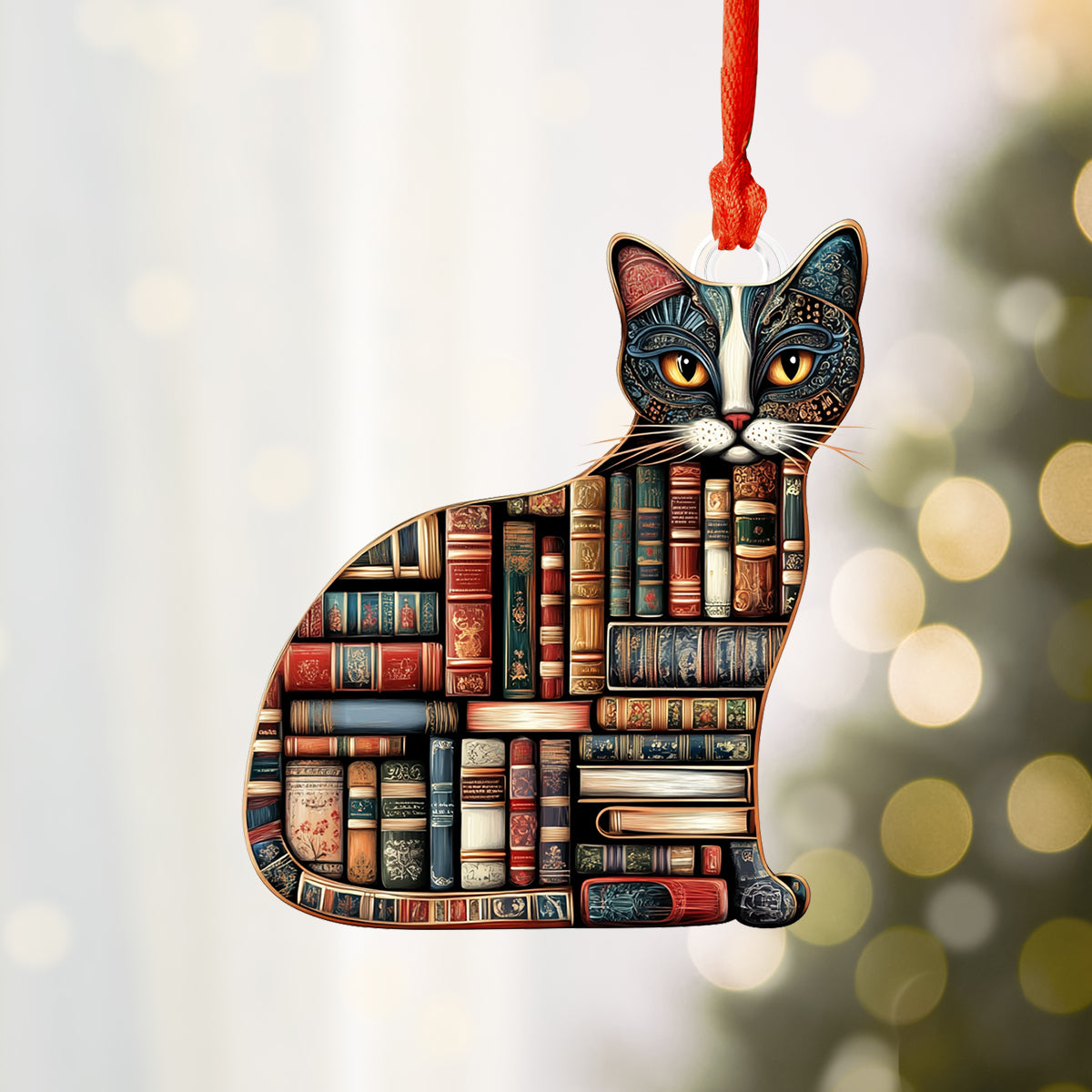 Shineful 2D Acrylic Ornament Reading Cat