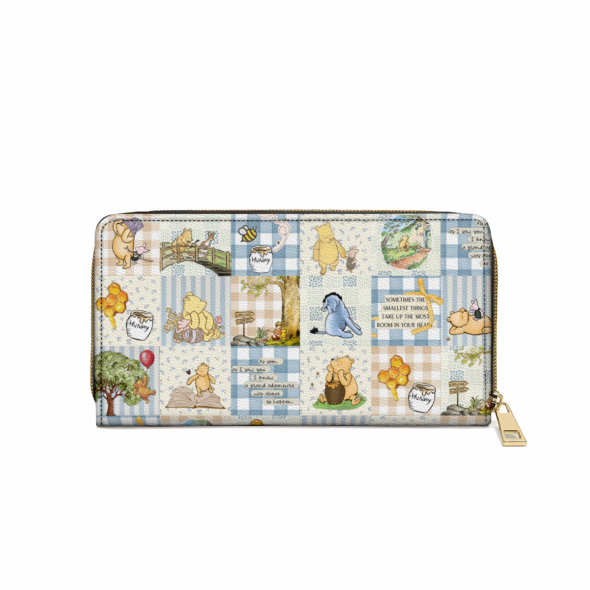 Shineful Leather Clutch Purse With Wristlet Strap Handle Pooh Charm