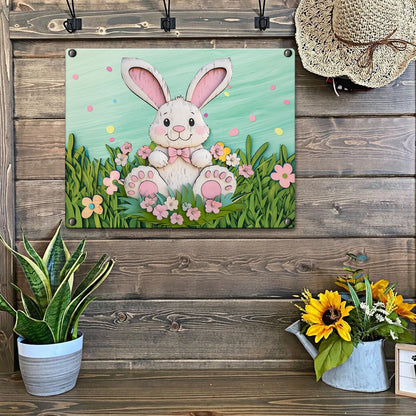 Shineful 2D Metal Sign Easter Bunny Meadow