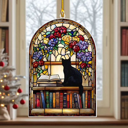 Shineful 2D Acrylic Ornament Reading Cat