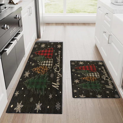 Shineful Ultra-Thin Non Skid Floor Mat, Kitchen Rugs Christmas Eve Forest