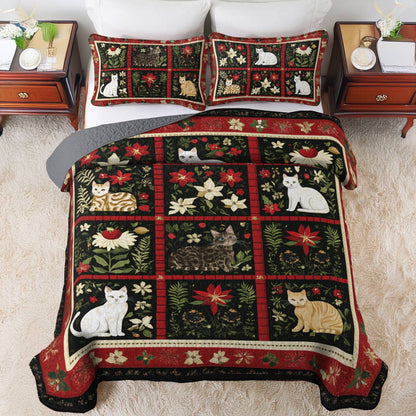 Shineful All Season Quilt 3-Piece Set Winter Catscape