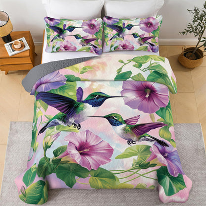 Shineful All Season Quilt 3-Piece Set Hummingbird Floral