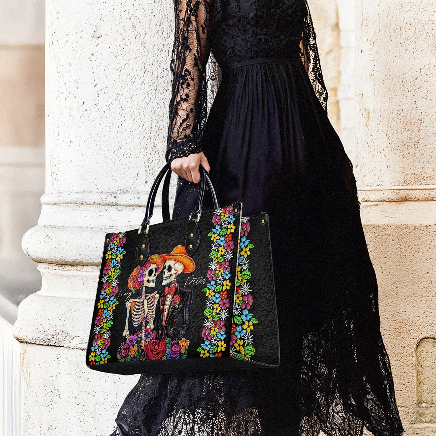 Shineful Leather Bag Vibrant Skull Romance