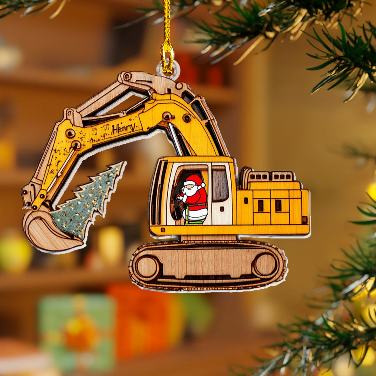 Shineful Acrylic Ornament Personalized Excavator Christmas