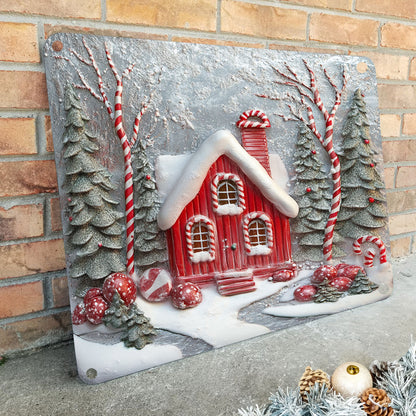 Shineful 2D Flat Print Metal Sign Whimsical House Christmas