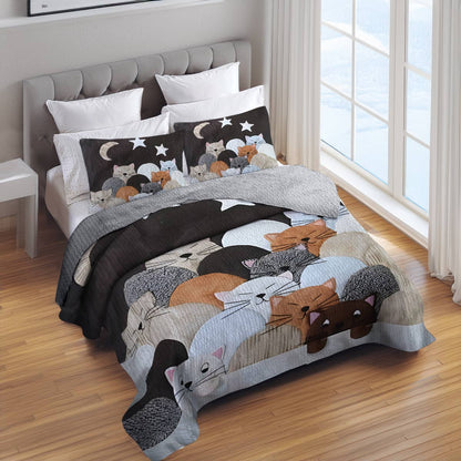 Shineful All Season Quilt 3-Piece Set Feline Dreams