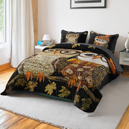 Shineful All Season Quilt 3-Piece Set - Autumn Owl Harmony