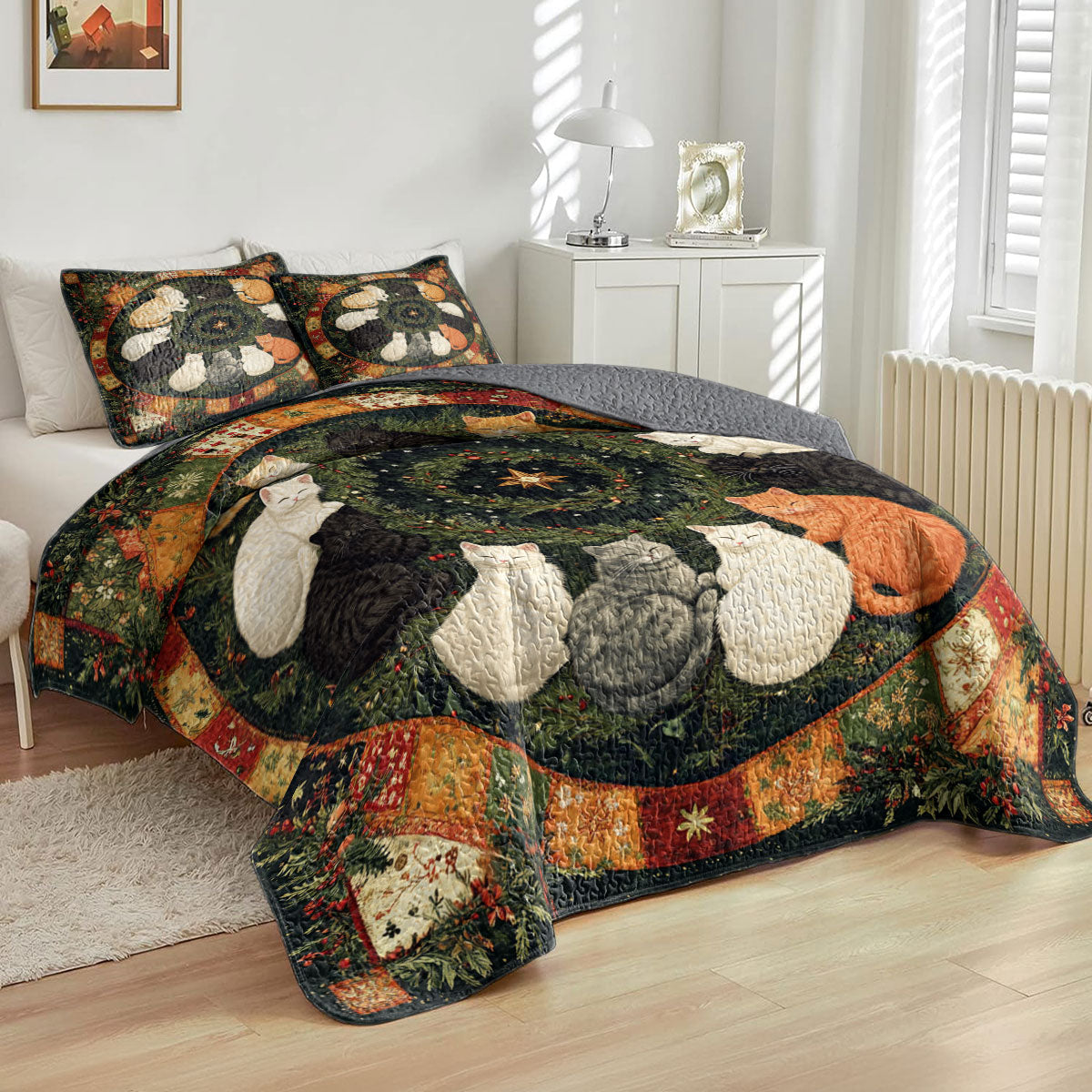 Ensemble de courtepointe toutes saisons Shineful 3 pièces Catnap Comfort 