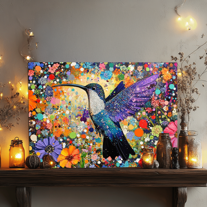 Shineful 2D Metal Sign Sample Vibrant Hummingbird