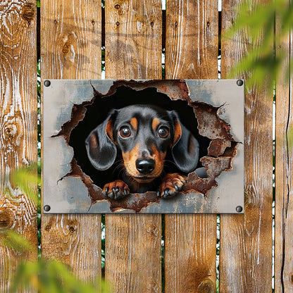 Shineful 2D Metal Sign Cute Peeking Dachshund