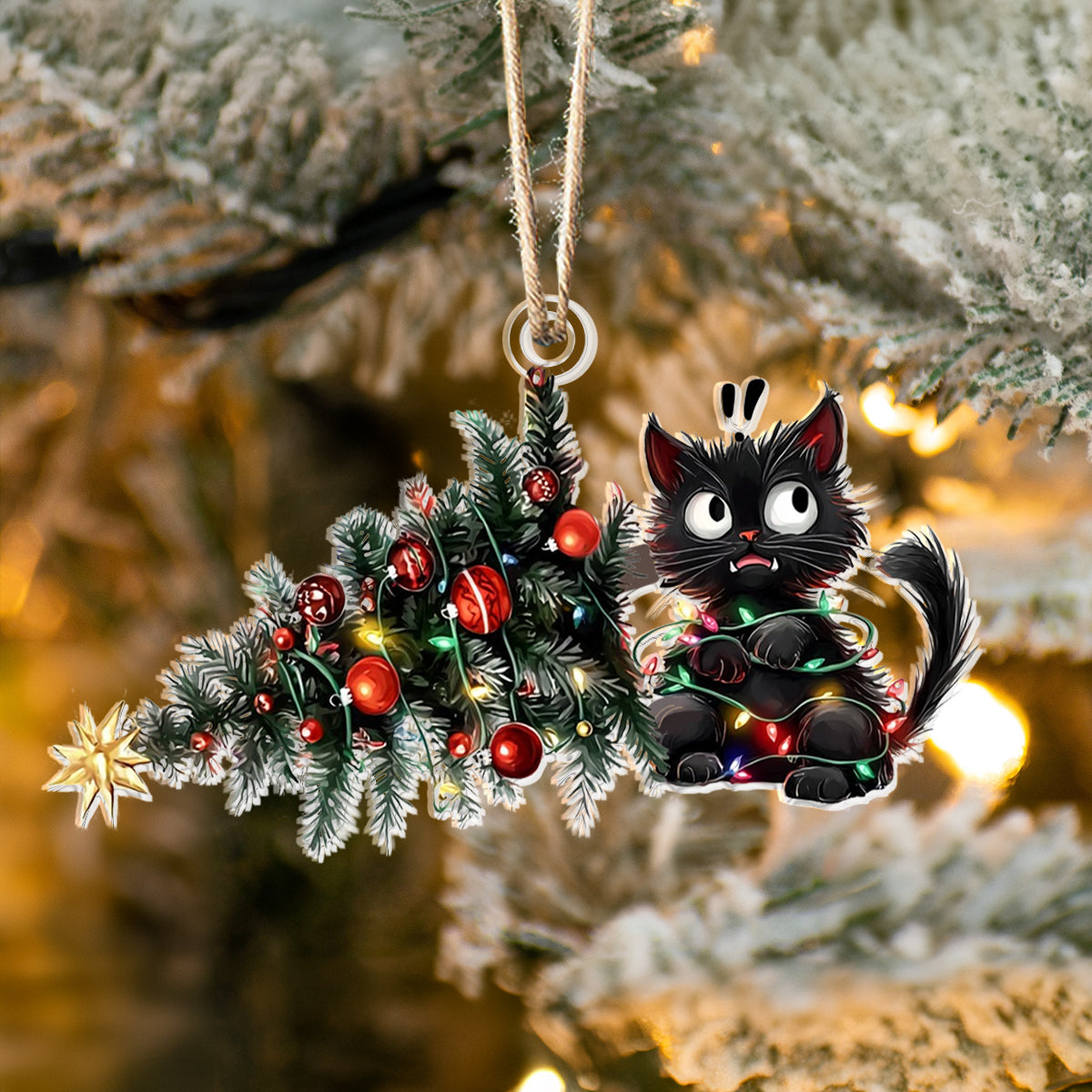 Shineful 2D Acrylic Ornament - Mischievous Cat Christmas