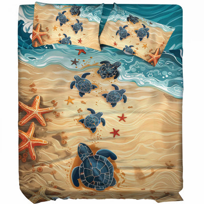 Shineful 4-Piece Bed Sheet Set Turtle Ocean