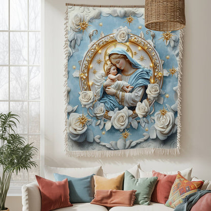 Shineful Woven Tapestry Throw Blanket Holy Mother of Light