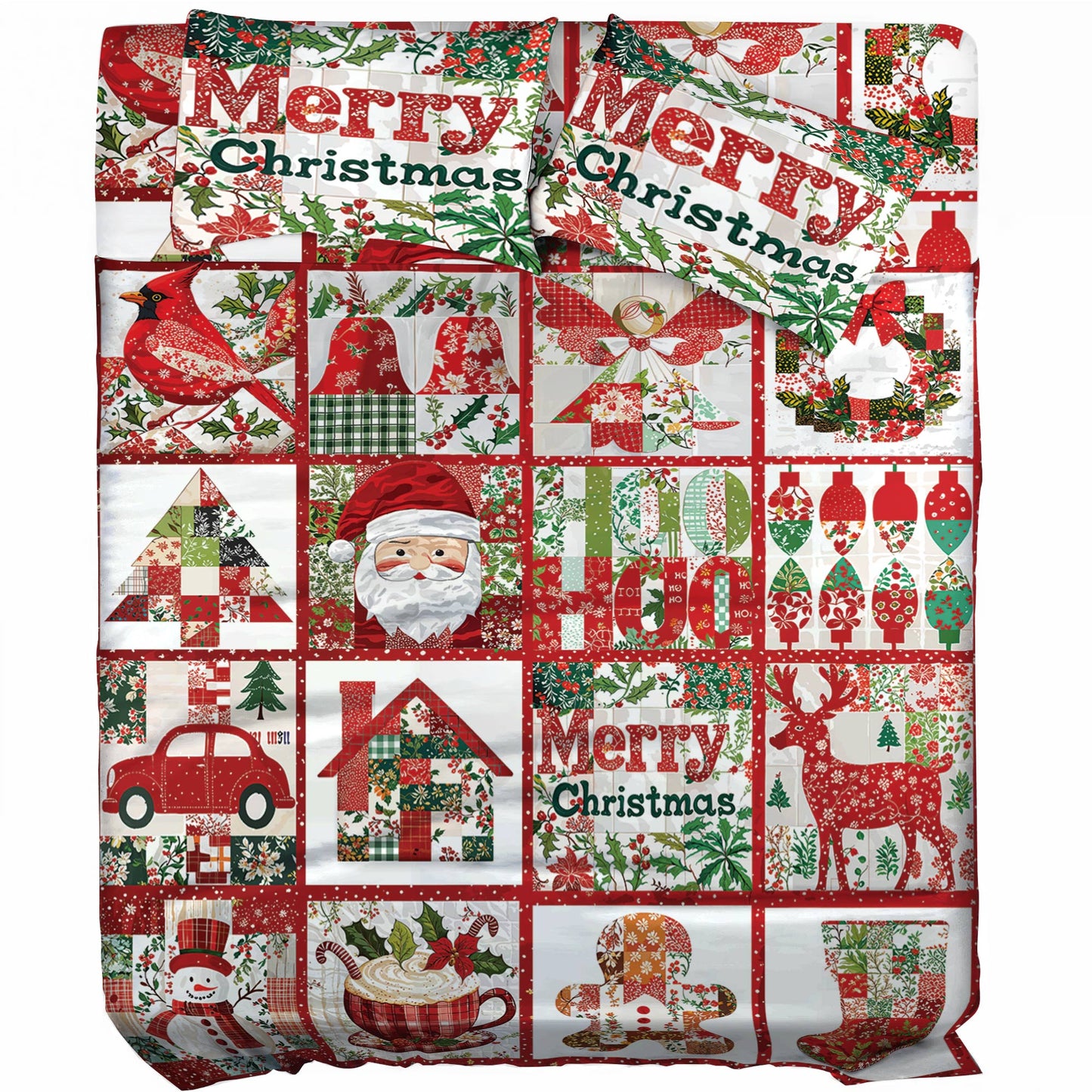 Shineful 4-Piece Bed Sheet Set Merry Chistmas