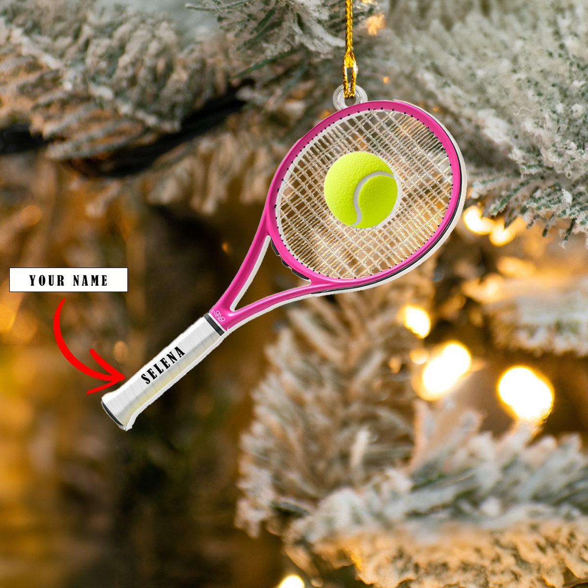 Shineful 2D Acrylic Ornament Personalized Tennis Racket And Ball