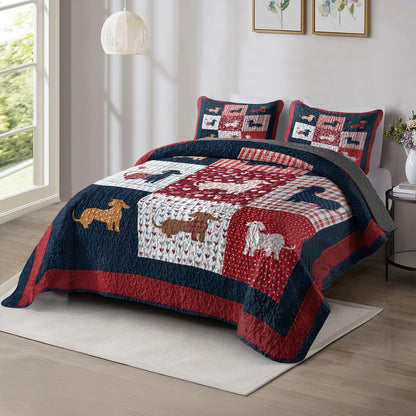 Shineful All Season Quilt 3-Piece Set Dachshund Hearts