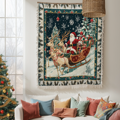 Shineful Woven Tapestry Throw Blanket - Christmas Sleigh Ride