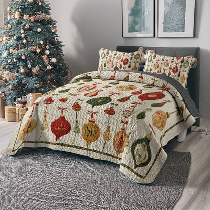 Shineful All Season Quilt 3-Piece Set - Christmas Ornaments