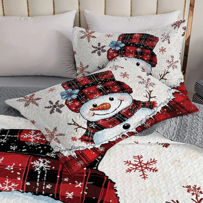 Shineful All Season Quilt 3-teiliges Set - Plaid Snowman Joy 