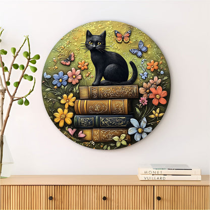 Shineful 2D Metal Sign Literary Feline