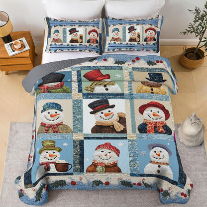 Shineful All Season Quilt 3-Piece Set - Winter Wonderland Snowman