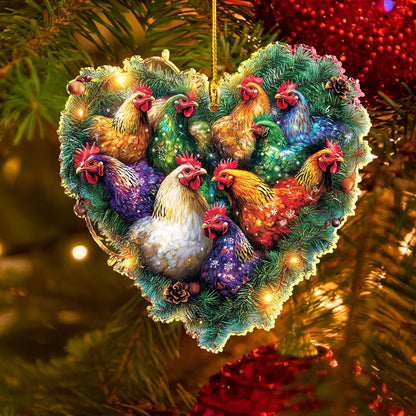 Shineful 2D Acrylic Ornament Holiday Hen House Heart