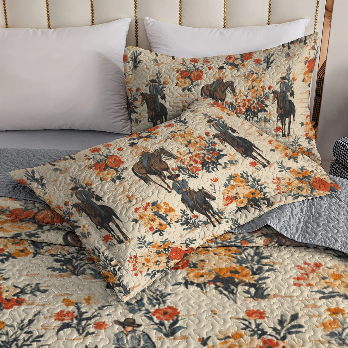 Shineful All Season Quilt 3-Piece Set Cowboy Ranch Blossoms