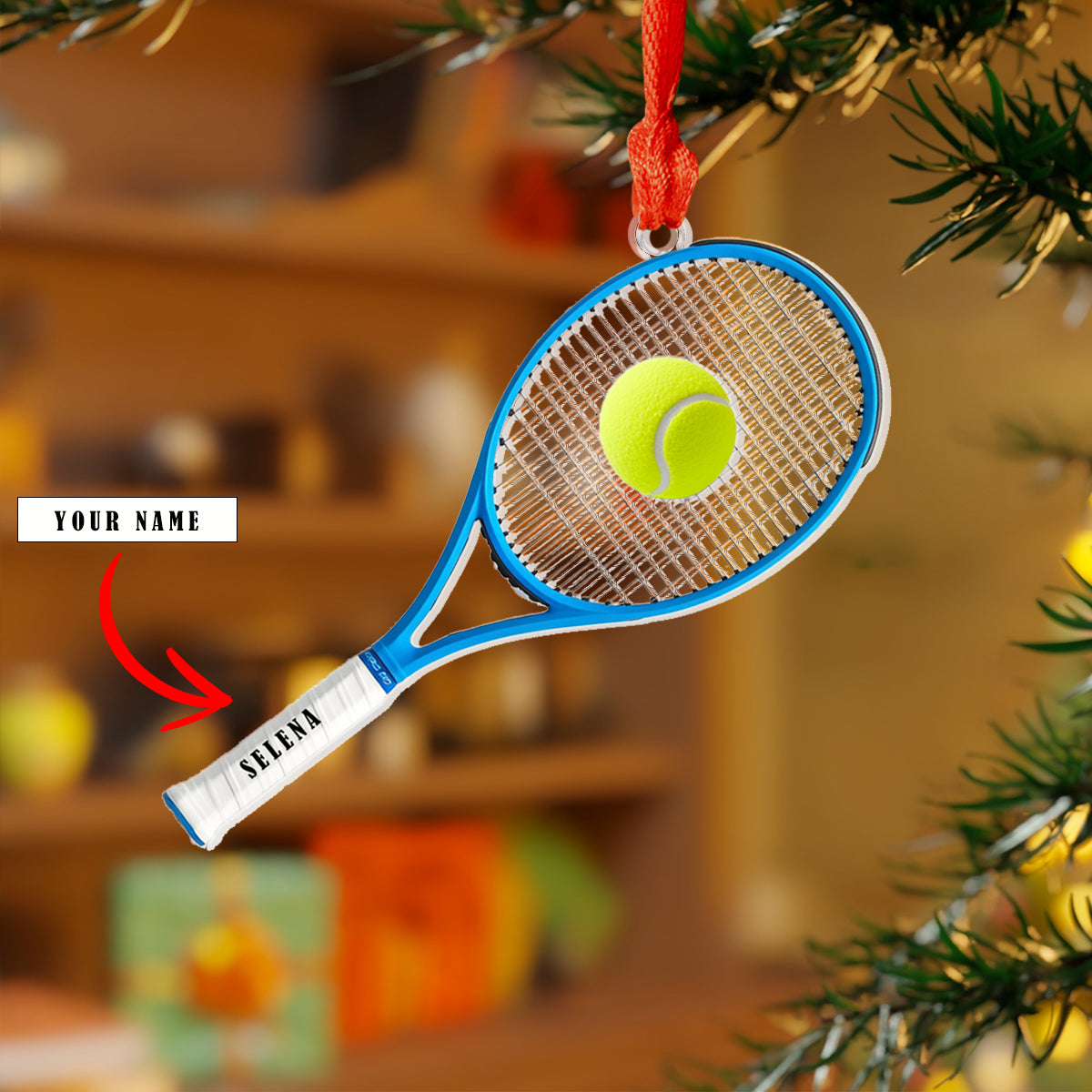 Shineful 2D Acrylic Ornament Personalized Tennis Racket And Ball