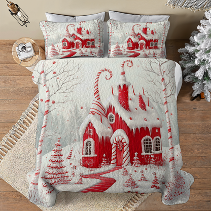 Shineful All Season Quilt 3-Piece Set Sweet House Christmas