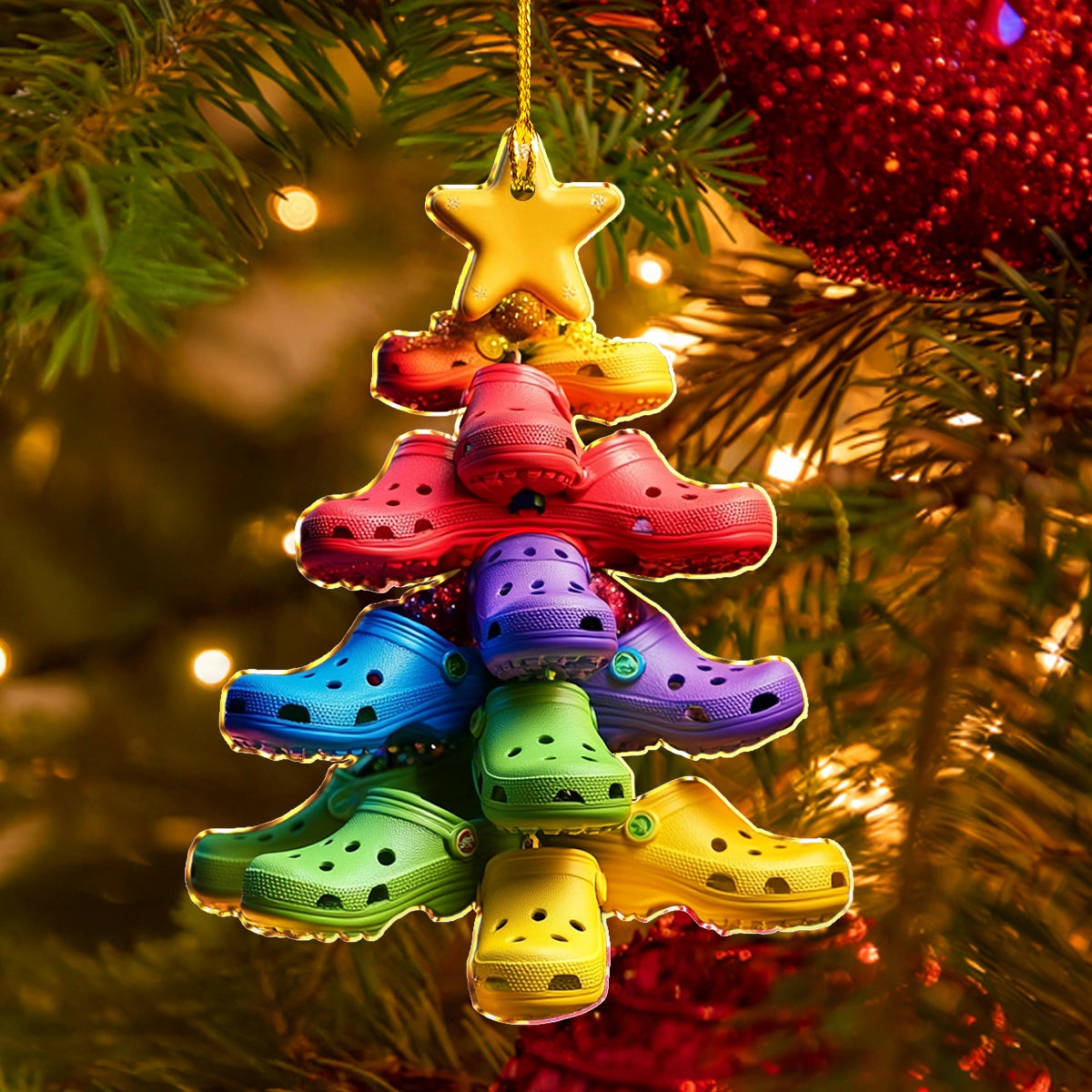 Shineful 2D Acrylic Ornament Colorful Croc Tree