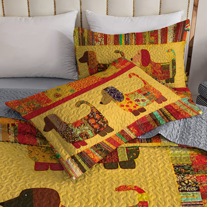 Shineful All Season Quilt 3-Piece Set - Dachshund With Colorful Pattern