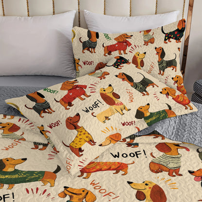 Shineful All Season Quilt 3-Piece Set - Dapper Dachshunds Woof-tastic