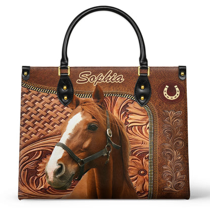 Sac en cuir brillant avec breloque cheval personnalisée