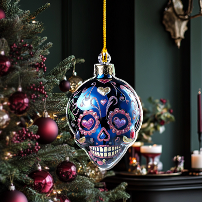 Shineful 2D Acrylic Ornament Vibrant Skull Christmas Lights