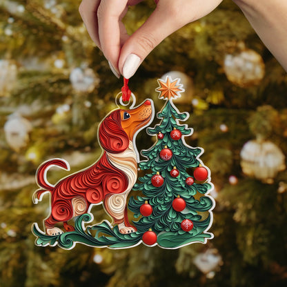 Shineful Acrylic Ornament Dachshund Festive Paws & Tree