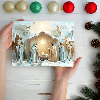 Shineful 2D Metal Sign Christmas Nativity Scene with Radiant Angels