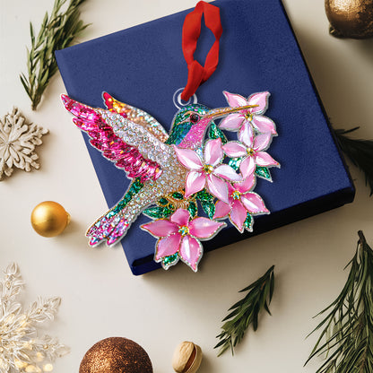 Shineful 2D Acrylic Ornament Twinkling Hummingbird Blossom